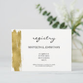 Moderne Imitate Gold Brushstroke Wedding Card Begleitkarte (Stehend Vorderseite)