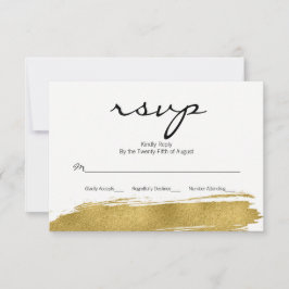 Moderne Imitate Gold Brushstroke Wedding RSVP Card