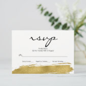 Moderne Imitate Gold Brushstroke Wedding RSVP Card Karte (Stehend Vorderseite)