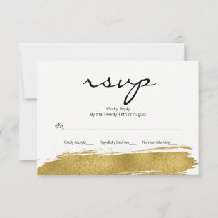 Moderne Imitate Gold Brushstroke Wedding RSVP Card Karte