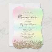 Moderne Imitate Gold Diamanten Iridesure Quinceañe Einladung (Vorderseite)