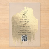 Moderne Imitate Gold Foil Clear Wedding retten die Acryleinladungen (Vorderseite)