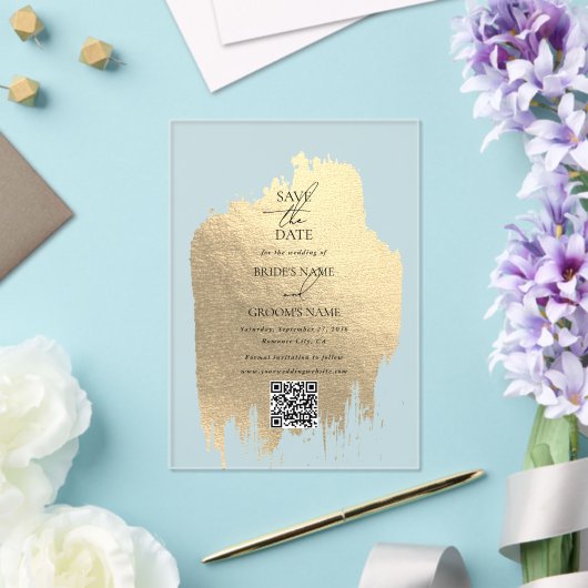 Moderne Imitate Gold Foil Clear Wedding retten die Acryleinladungen (In Situ (Hochzeit))