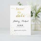 Moderne Imitate Gold Foil Glamour Save the Date (Stehend Vorderseite)