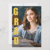 Moderne Imitate Gold Foil GRAD Foto Abschluss Einladung (Vorderseite)