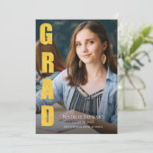 Moderne Imitate Gold Foil GRAD Foto Abschluss Einladung (Stehend Vorderseite)