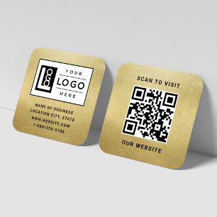 Moderne Imitate Gold Foil Logo und QR Code Quadratische Visitenkarte