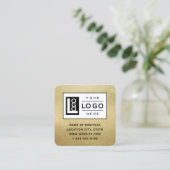 Moderne Imitate Gold Foil Logo und QR Code Quadratische Visitenkarte (Stehend Vorderseite)