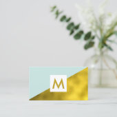 Moderne Imitate Gold Foil Minze Monogram Visitenkarte (Stehend Vorderseite)