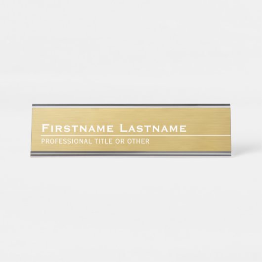 Moderne Imitate Gold Foil mit Name und Titel Schreibtischnamensplakette (Vorderseite )