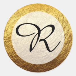 Moderne Imitate Gold Foil Monogram Runder Aufkleber