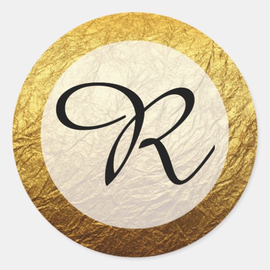 Moderne Imitate Gold Foil Monogram Runder Aufkleber (Vorderseite)