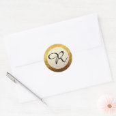 Moderne Imitate Gold Foil Monogram Runder Aufkleber (Umschlag)