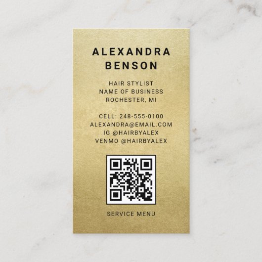 Moderne Imitate Gold Foil QR Code Visitenkarte (Vorderseite)