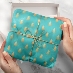 Moderne Imitate Gold Foil Weihnachtsbaumen Fett Fa Geschenkpapier