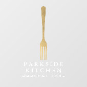 Moderne Imitate Gold Fork Restaurant Logo Transpar Fensteraufkleber (Blatt)