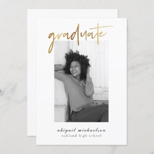 Moderne Imitate Gold Foto Graduation Party Einladung