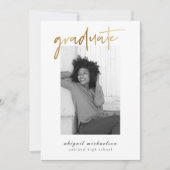 Moderne Imitate Gold Foto Graduation Party Einladung (Vorderseite)