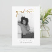 Moderne Imitate Gold Foto Graduation Party Einladung (Stehend Vorderseite)