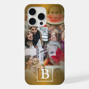 Moderne Imitate Gold-Fotolage & Monogram iPhone 15 Pro Max Hülle
