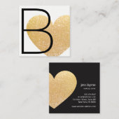 Moderne Imitate Gold Glitzer Herzlich Willkommen a Quadratische Visitenkarte (Vorne/Hinten)