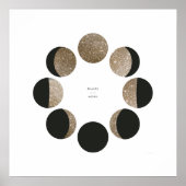 Moderne Imitate Gold Glitzer Moon Phase Chart Poster (Vorne)