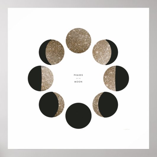 Moderne Imitate Gold Glitzer Moon Phase Chart Poster (Vorne)