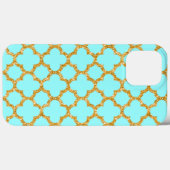 Moderne Imitate Gold Glitzer Mosaik Quatrefoil Case-Mate iPhone Hülle (Rückseite (Horizontal))