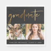 Moderne Imitate Gold Graduate Script Foto Grid Bla Serviette (Vorderseite)
