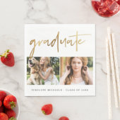 Moderne Imitate Gold Graduate Script Foto Grid Whi Serviette (Beispiel)