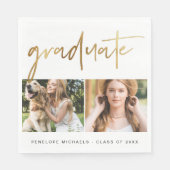 Moderne Imitate Gold Graduate Script Foto Grid Whi Serviette (Vorderseite)