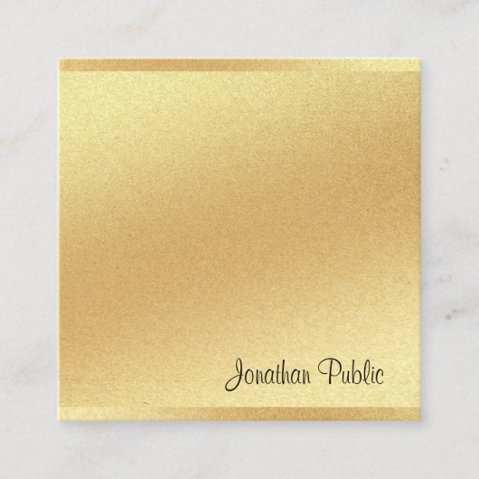 Moderne Imitate Gold Hand Script Elegant Beruflich Quadratische Visitenkarte (Vorderseite)
