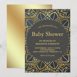 Moderne Imitate Gold Mandala Kinderdusche Einladung