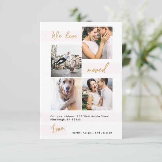 Moderne Imitate Gold Map Blush Ändern des Fotos de Dankeskarte (Stehend Vorderseite)