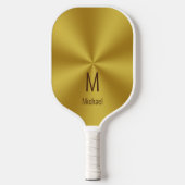 Moderne Imitate Gold Name & Monogramm Pickleball Schläger (Vorderseite)