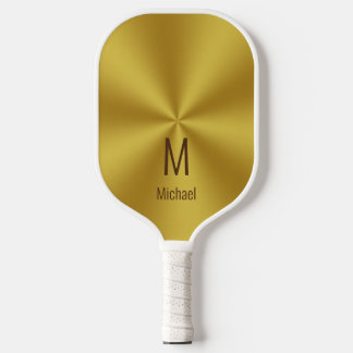 Moderne Imitate Gold Name & Monogramm Pickleball Schläger