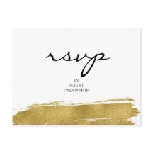 Moderne Imitate Gold Pinselstrich Hochzeit RSVP Po