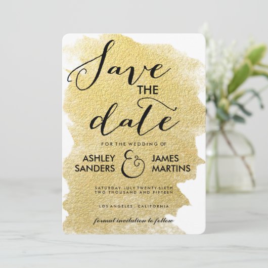 MODERNE IMITATE GOLD SAVE THE DATE (Stehend Vorderseite)