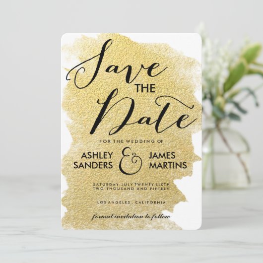 MODERNE IMITATE GOLD SAVE THE DATE (Stehend Vorderseite)