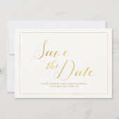 Moderne Imitate Gold Save the Date in Weiß (Vorderseite)