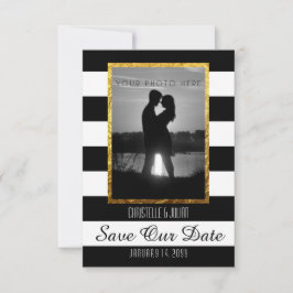 Moderne Imitate Gold Schwarz-weißes Foto Save The Date