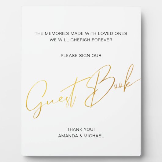 Moderne Imitate Gold Script Schildkröte Gästebuch Fotoplatte (Vorderseite)