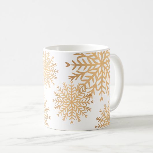 Moderne Imitate Gold Snowflake Muster Kaffeemaschi Kaffeetasse (VorderseiteRechts)