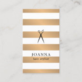 Moderne Imitate Gold Streifen Schwarze Schere Haar Visitenkarte (Vorderseite)