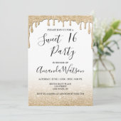 Moderne Imitate Gold tropfen Gold Glitzer ombre Einladung (Stehend Vorderseite)