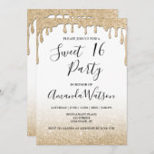 Moderne Imitate Gold tropfen Gold Glitzer ombre Einladung (Vorne/Hinten)