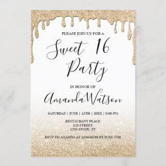 Moderne Imitate Gold tropfen Gold Glitzer ombre Einladung