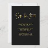 Moderne Imitate Gold und Black Overlay | FOTO Save The Date (Rückseite)