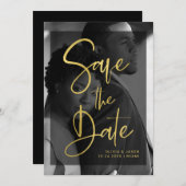Moderne Imitate Gold und Black Overlay | FOTO Save The Date (Vorne/Hinten)