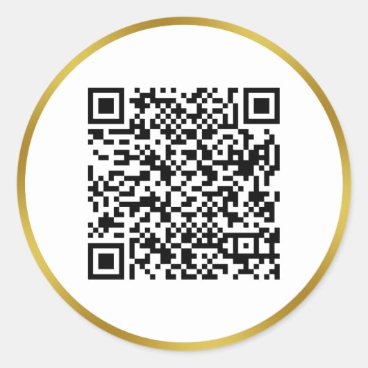 Moderne Imitate Gold und Weiß QR Code Runder Aufkleber (Vorderseite)